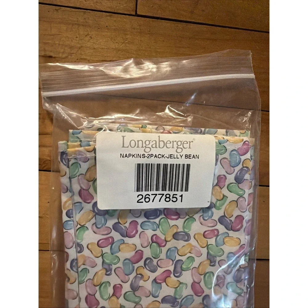 Longaberger 2 Napkins Fabric Jelly Beans new 17
